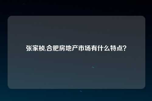 张家桢,合肥房地产市场有什么特点？