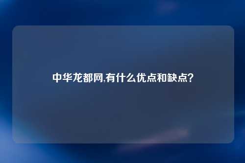 中华龙都网,有什么优点和缺点？