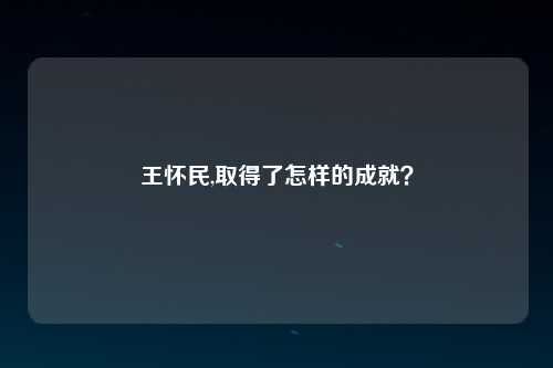 王怀民,取得了怎样的成就？