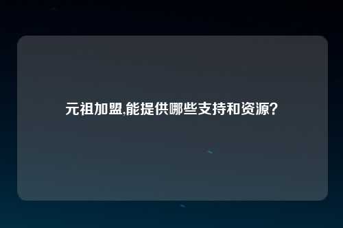 元祖加盟,能提供哪些支持和资源？