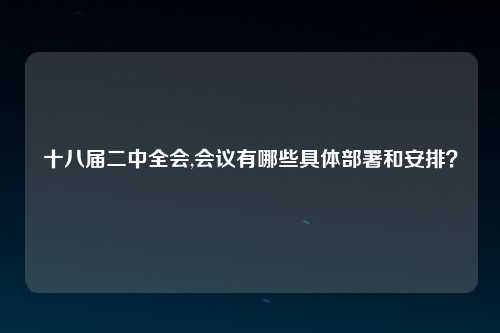十八届二中全会,会议有哪些具体部署和安排？