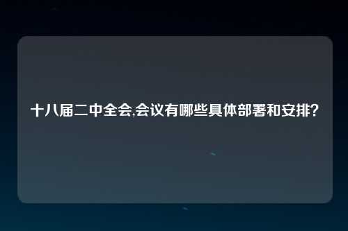 十八届二中全会,会议有哪些具体部署和安排？