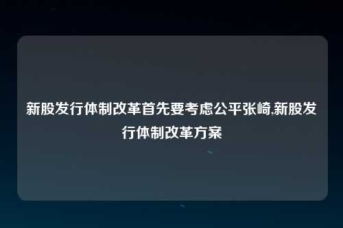 新股发行体制改革首先要考虑公平张崎,新股发行体制改革方案