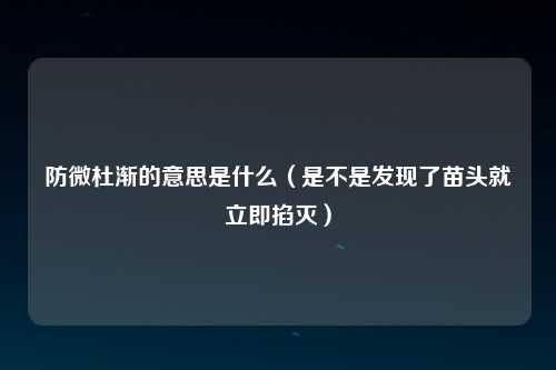 防微杜渐的意思是什么（是不是发现了苗头就立即掐灭）
