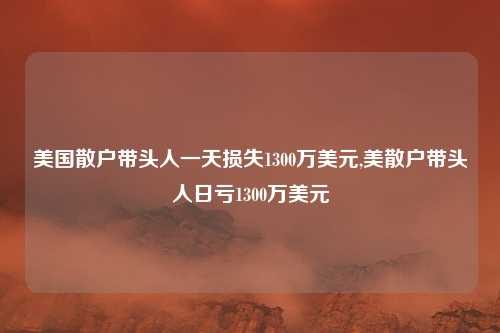 美国散户带头人一天损失1300万美元,美散户带头人日亏1300万美元