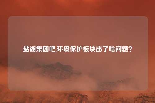 盐湖集团吧,环境保护板块出了啥问题？