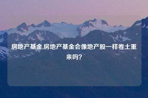 房地产基金,房地产基金会像地产股一样卷土重来吗？