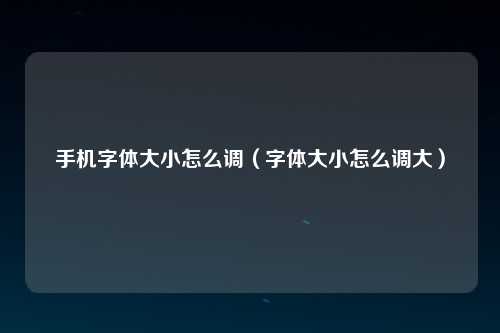 手机字体大小怎么调（字体大小怎么调大）