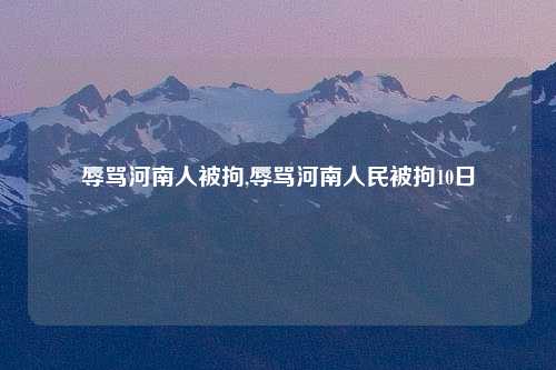 辱骂河南人被拘,辱骂河南人民被拘10日