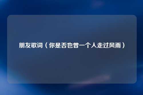 朋友歌词（你是否也曾一个人走过风雨）