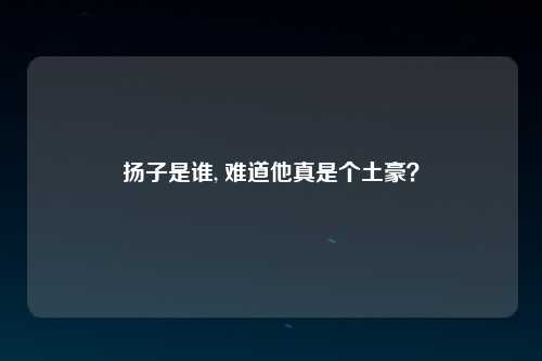 扬子是谁, 难道他真是个土豪？