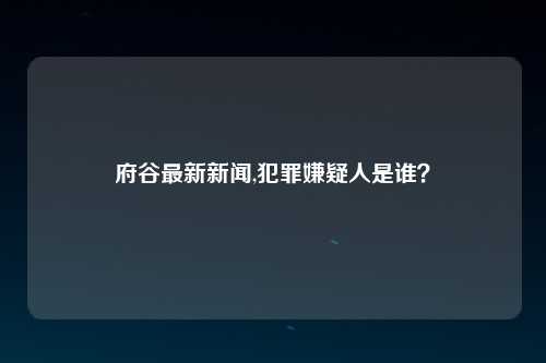 府谷最新新闻,犯罪嫌疑人是谁？