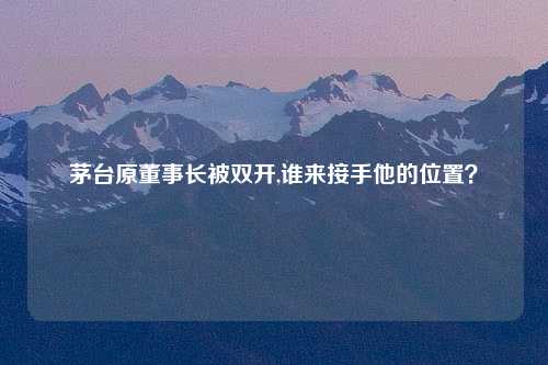茅台原董事长被双开,谁来接手他的位置？