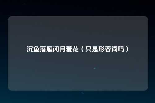 沉鱼落雁闭月羞花（只是形容词吗）