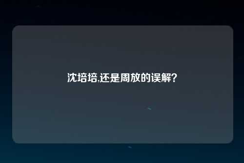 沈培培,还是周放的误解？