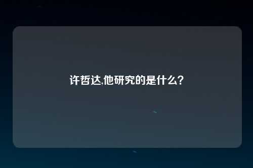 许哲达,他研究的是什么？