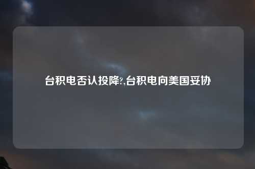 台积电否认投降?,台积电向美国妥协