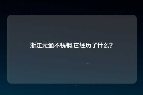 浙江元通不锈钢,它经历了什么？