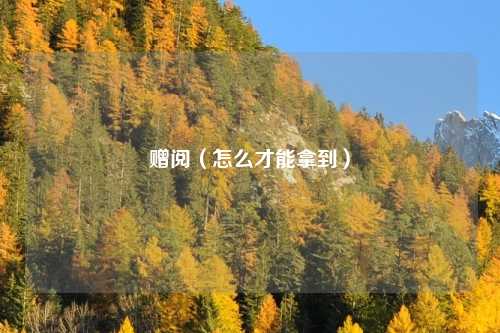 赠阅（怎么才能拿到）