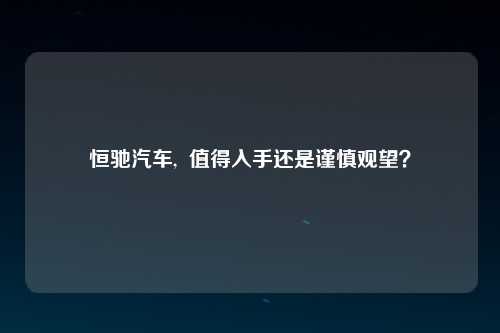 恒驰汽车,  值得入手还是谨慎观望？