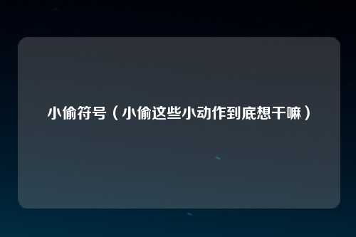 小偷符号（小偷这些小动作到底想干嘛）