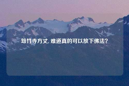 筇竹寺方丈, 难道真的可以放下佛法？