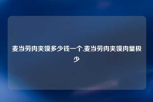 麦当劳肉夹馍多少钱一个,麦当劳肉夹馍肉量极少