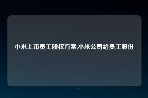 小米上市员工股权方案,小米公司给员工股份