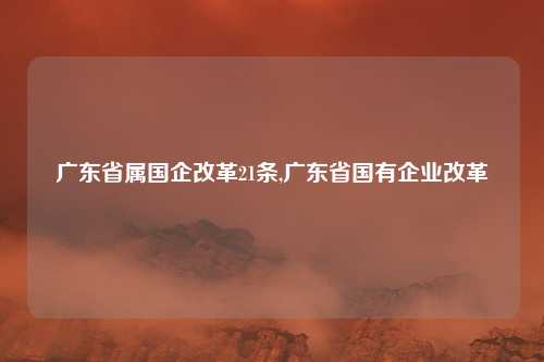 广东省属国企改革21条,广东省国有企业改革