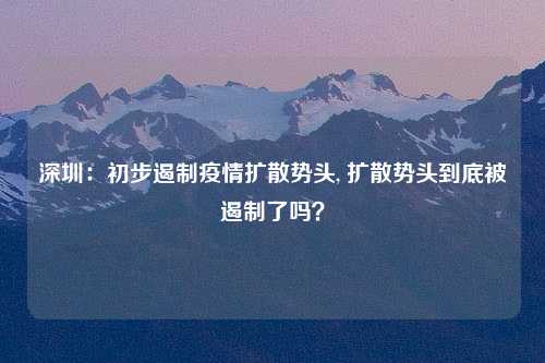 深圳：初步遏制疫情扩散势头, 扩散势头到底被遏制了吗？