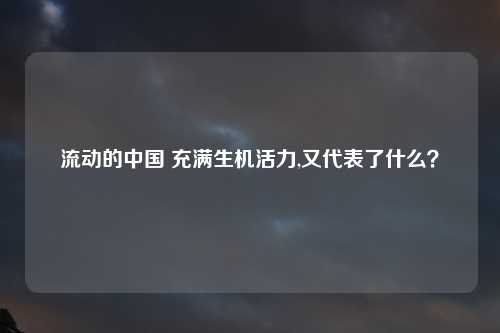流动的中国 充满生机活力,又代表了什么？