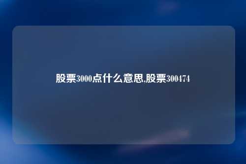 股票3000点什么意思,股票300474