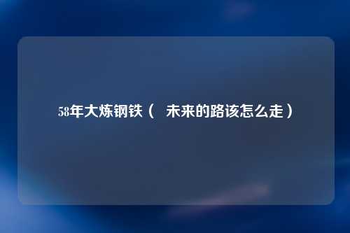 58年大炼钢铁（  未来的路该怎么走）