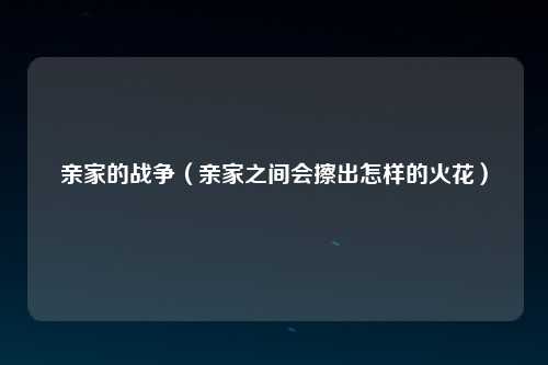 亲家的战争（亲家之间会擦出怎样的火花）