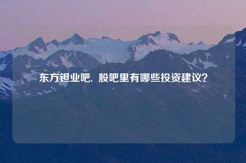 东方钽业吧,  股吧里有哪些投资建议？