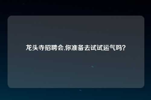 龙头寺招聘会,你准备去试试运气吗？