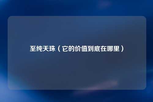 至纯天珠（它的价值到底在哪里）