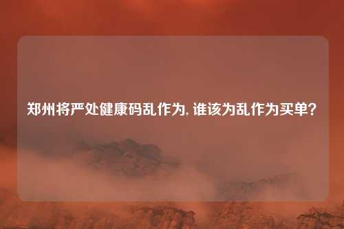 郑州将严处健康码乱作为, 谁该为乱作为买单？