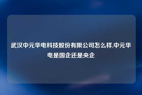 武汉中元华电科技股份有限公司怎么样,中元华电是国企还是央企