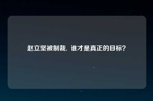 赵立坚被制裁,  谁才是真正的目标？