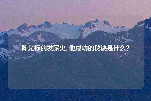 陈光标的发家史, 他成功的秘诀是什么？