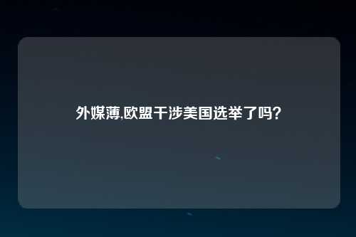 外媒薄,欧盟干涉美国选举了吗？