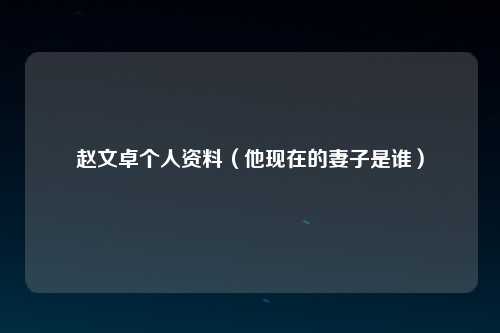 赵文卓个人资料（他现在的妻子是谁）