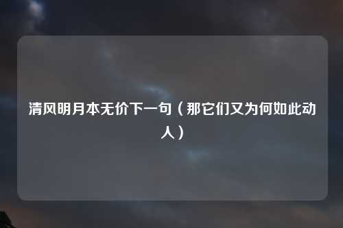 清风明月本无价下一句（那它们又为何如此动人）