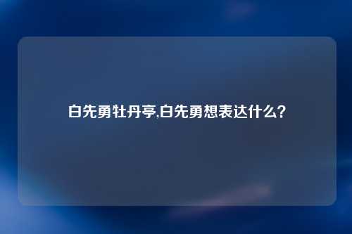 白先勇牡丹亭,白先勇想表达什么？