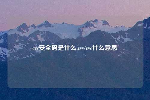 cvv安全码是什么,cvv/cvc什么意思