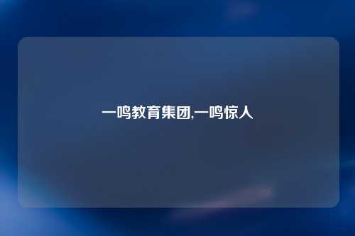 一鸣教育集团,一鸣惊人