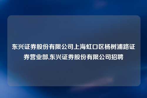东兴证券股份有限公司上海虹口区杨树浦路证券营业部,东兴证券股份有限公司招聘