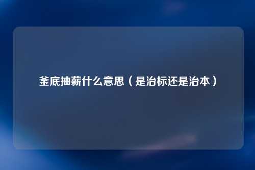 釜底抽薪什么意思（是治标还是治本）
