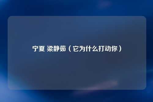 宁夏 梁静茹（它为什么打动你）